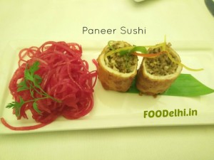 try the paneer sushi served at CB restaurant in Gurgaon