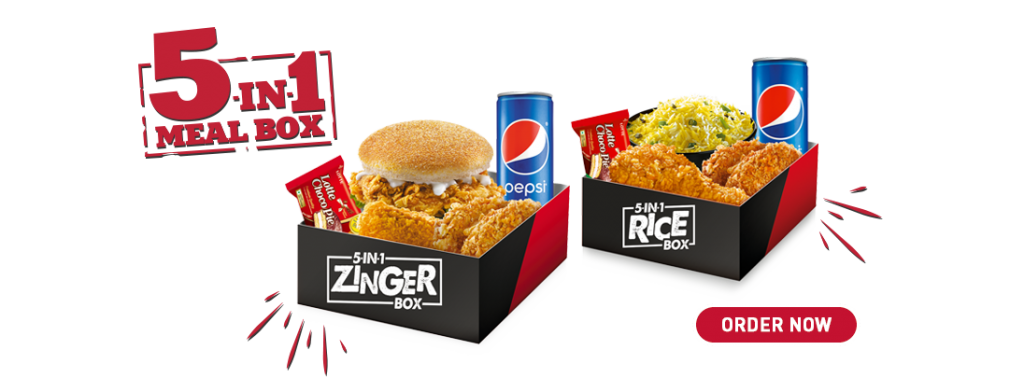 5 in 1 zinger meal box kfc